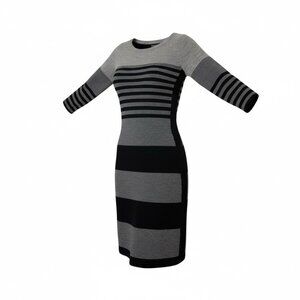 Cynthia Rowley Grey & Black Stripe Sweater Dress